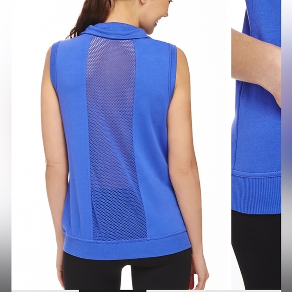 Fabletics Tops - SOLD FABLETICS COBALT BLUE TEMECULA TERRY MESH HIGH NECK SPORTS VEST MEDIUM